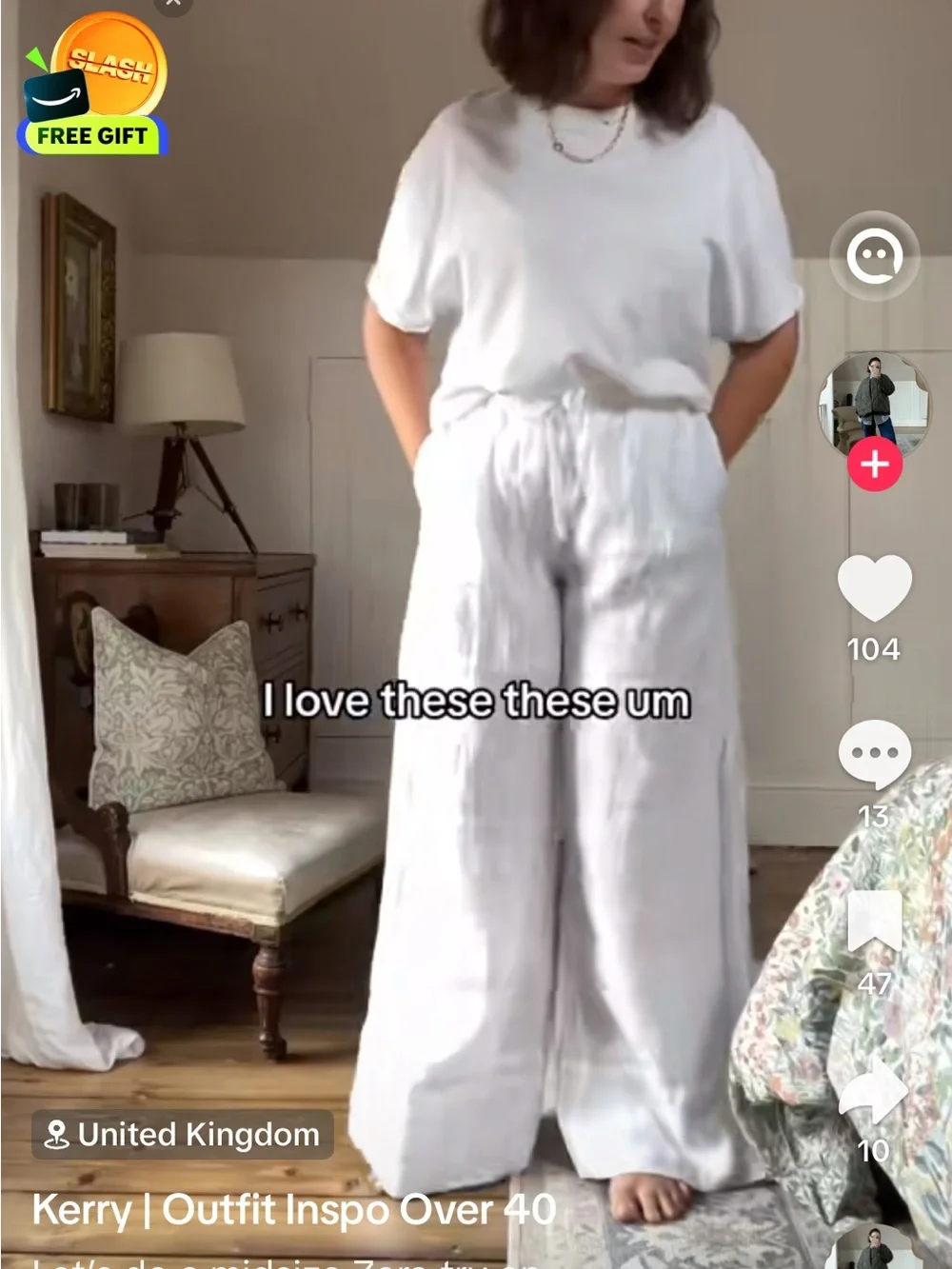 Zara Wide-Leg Cream Linen-Blend Trousers